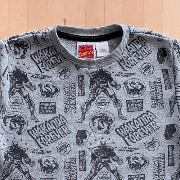 Marvel Black Panther Wakanda Forever All-Over-Print Sweatshirt Boys Small - Picture 2 of 4